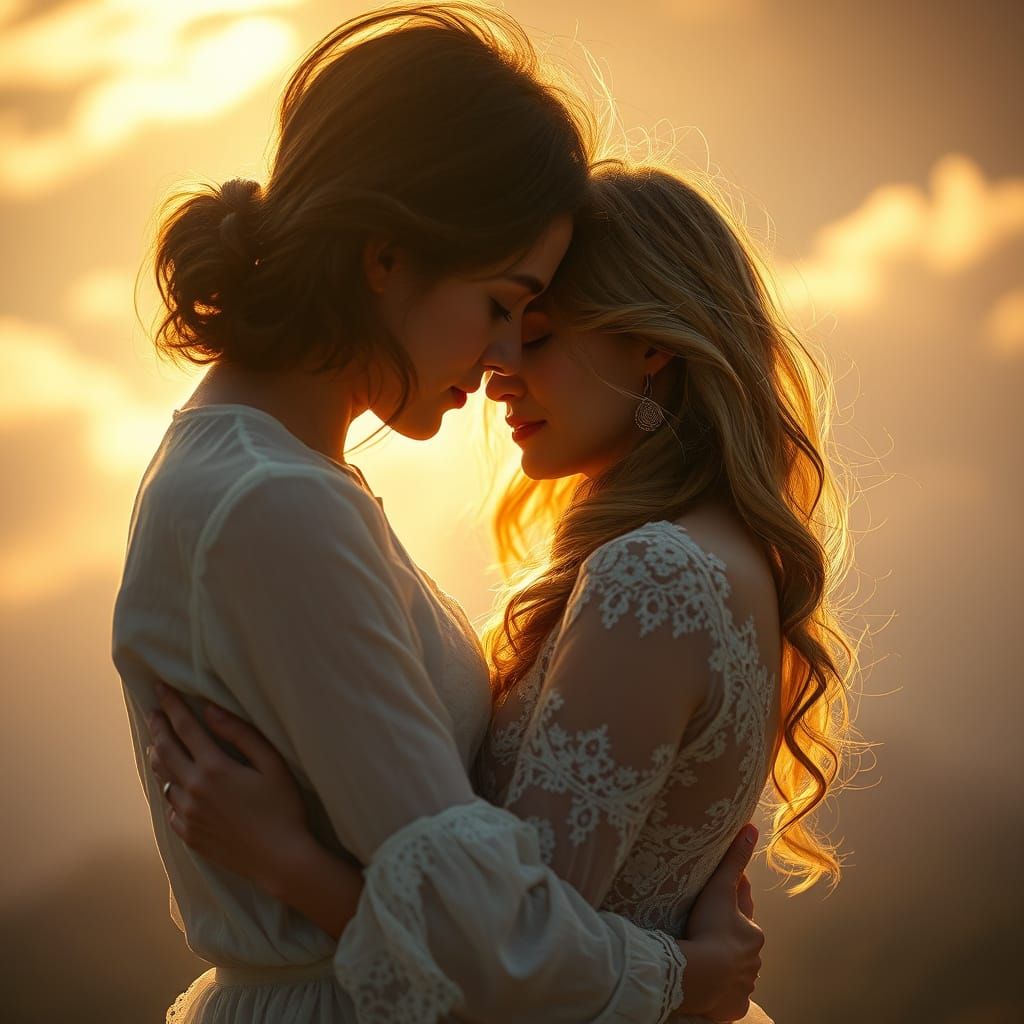 Ethereal Embrace in Golden Light