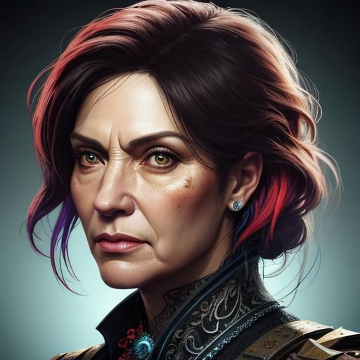 Hyperrealistic Portrait of a Mother in Splash Art Style