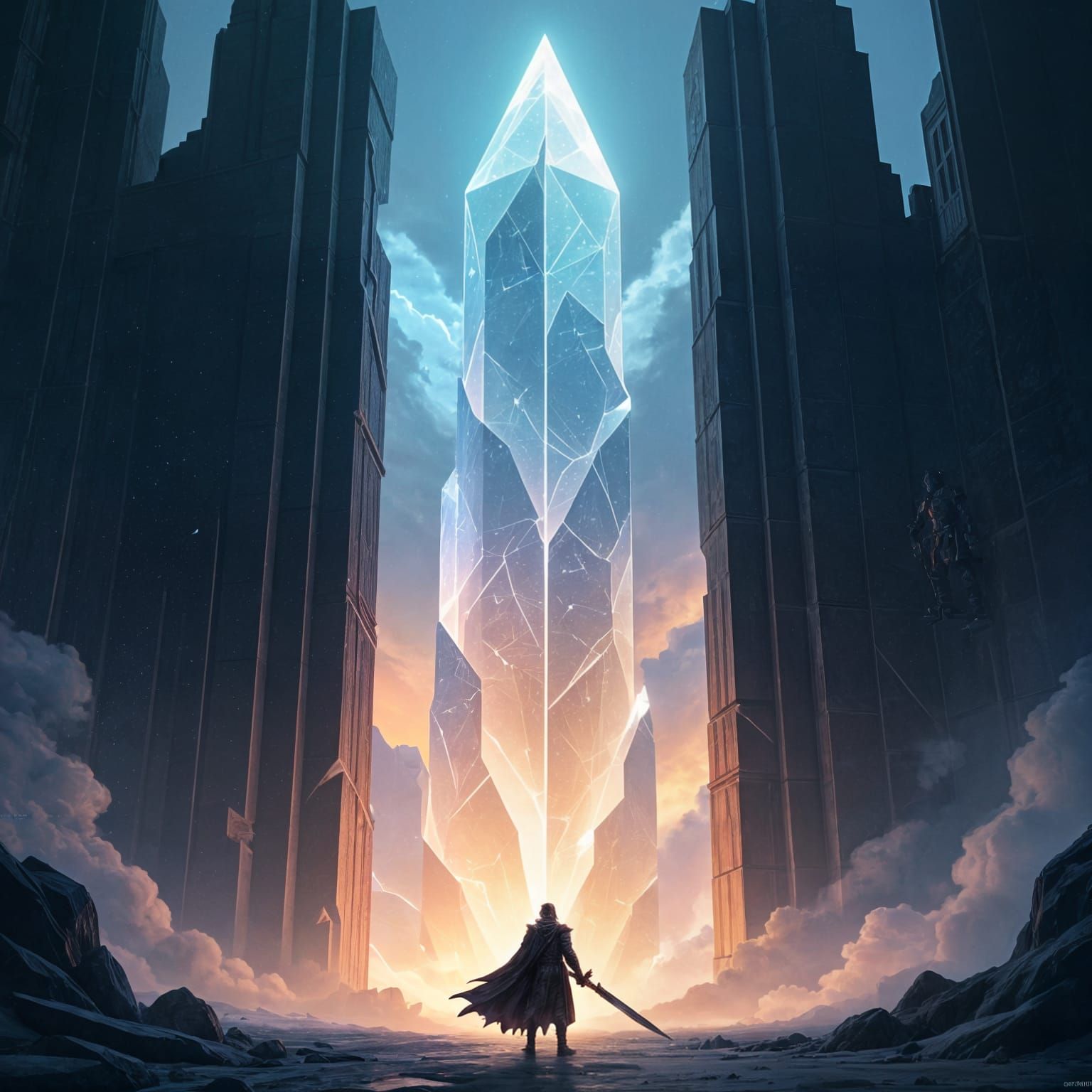 Knight Before Crystalline Gateway of Energy