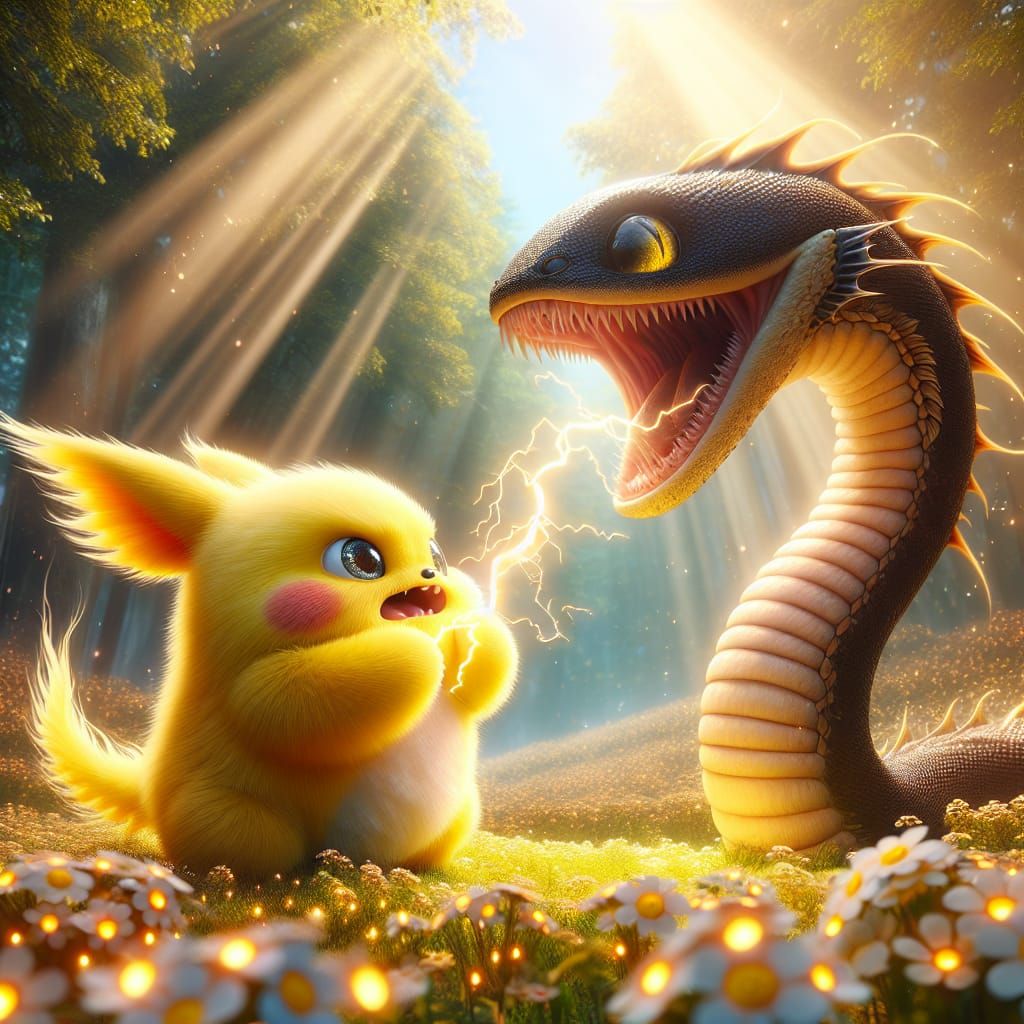 Pikachu vs Gyarados in Radiant Forest Battle