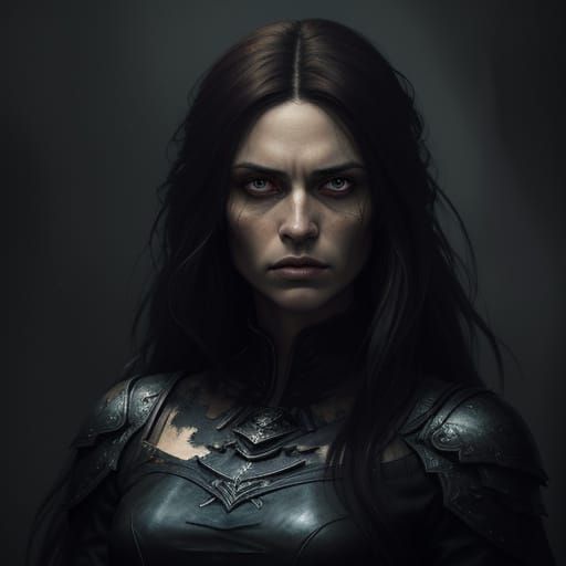 Expressive Oil Portrait of Katja in Dark Fantasy Style