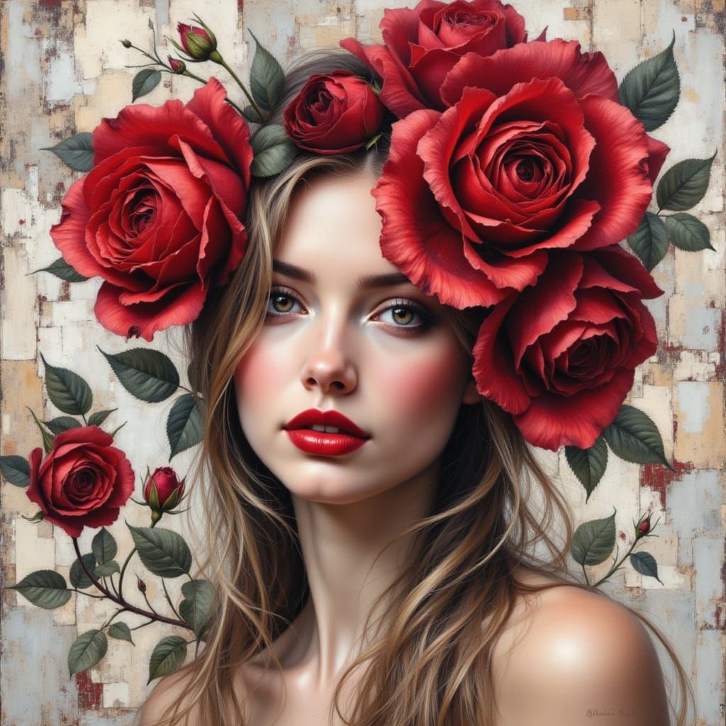 Beautiful Rose Woman Portrait