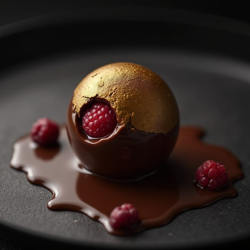 Melting Gold Chocolate Sphere with Berry Core