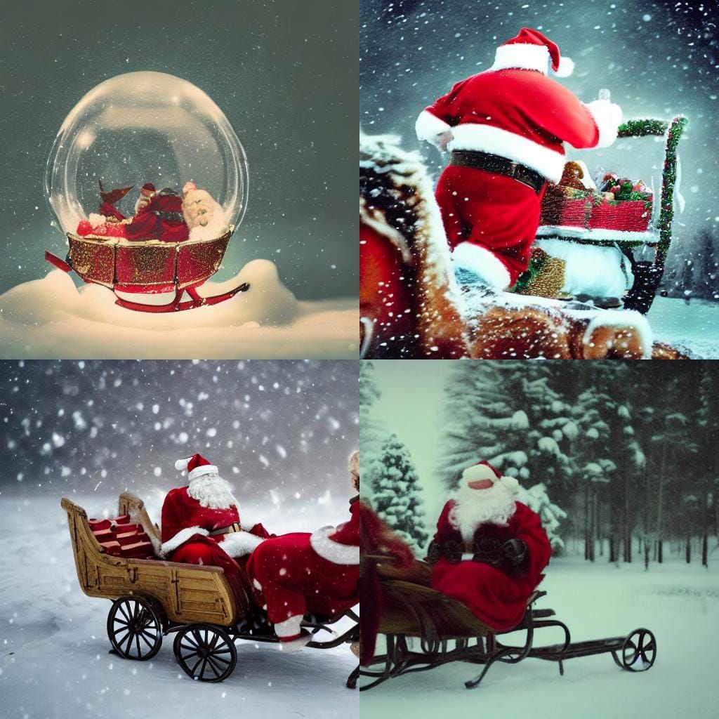 Santa's Sleigh in a Snow Globe: Cinematic Still
