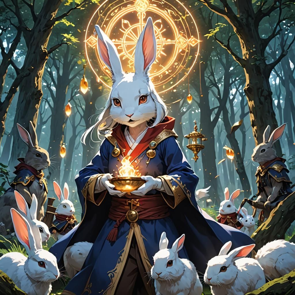 Anime Rabbit Mage Summons Northern Spirit