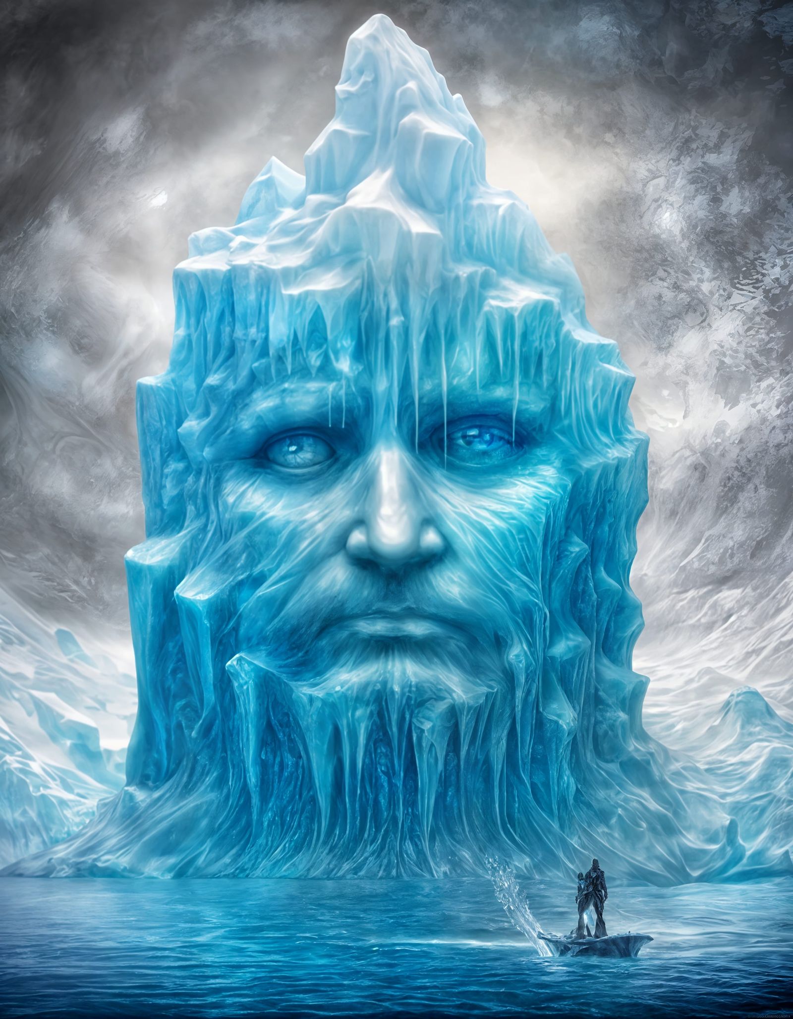 Mysterious Glacial King with Icy Blue Eyes