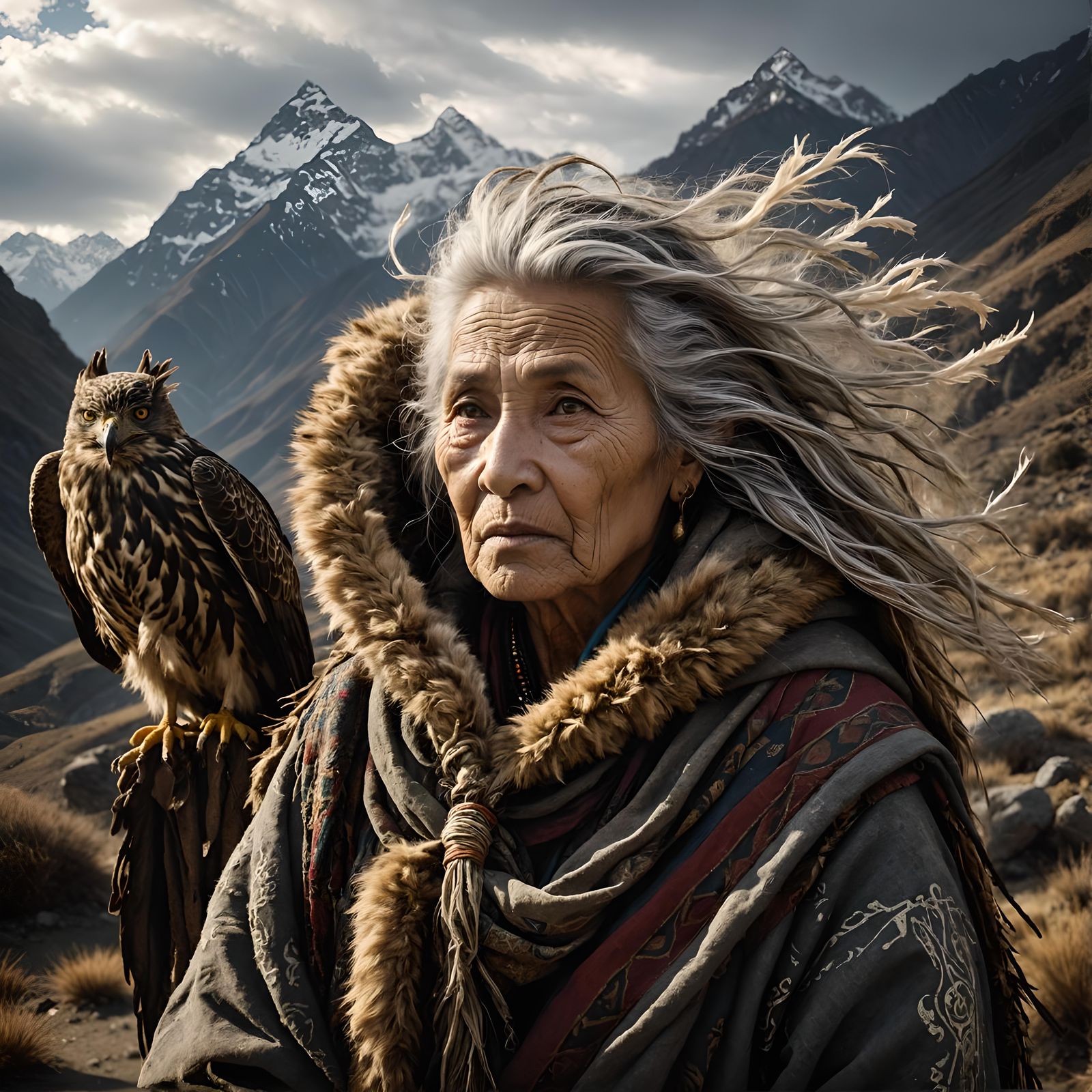 Elderly Shaman in the Himalayas: A Romantic Portrait