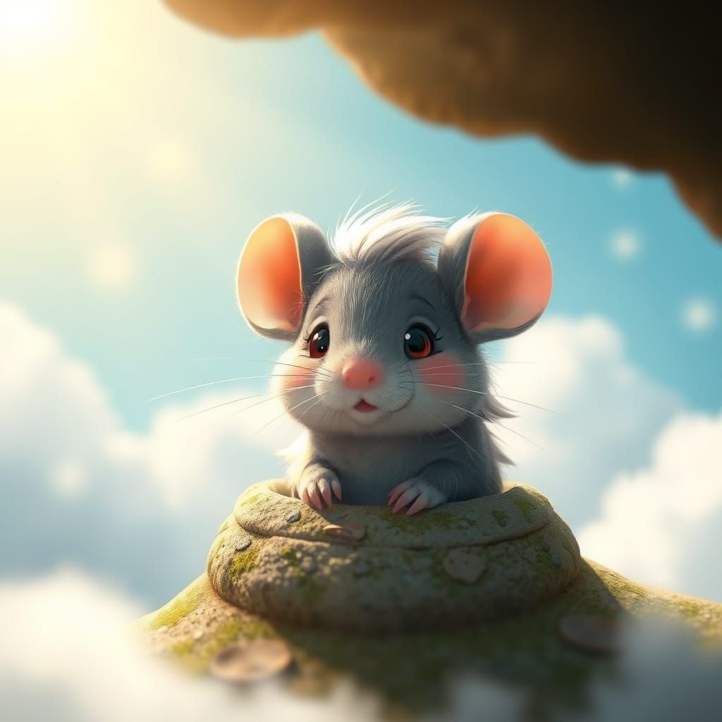 Pixar-Style Mouse Peeks Out of Hole in Sunshine