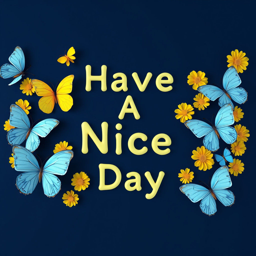 Vibrant Blue and Yellow Butterflies in 3D Render