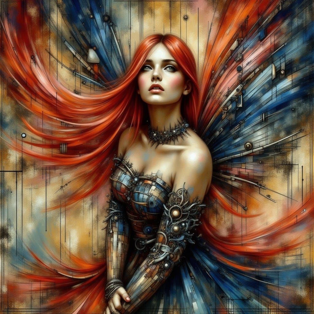Gothic Fairy Queen Portrait with Red Hair