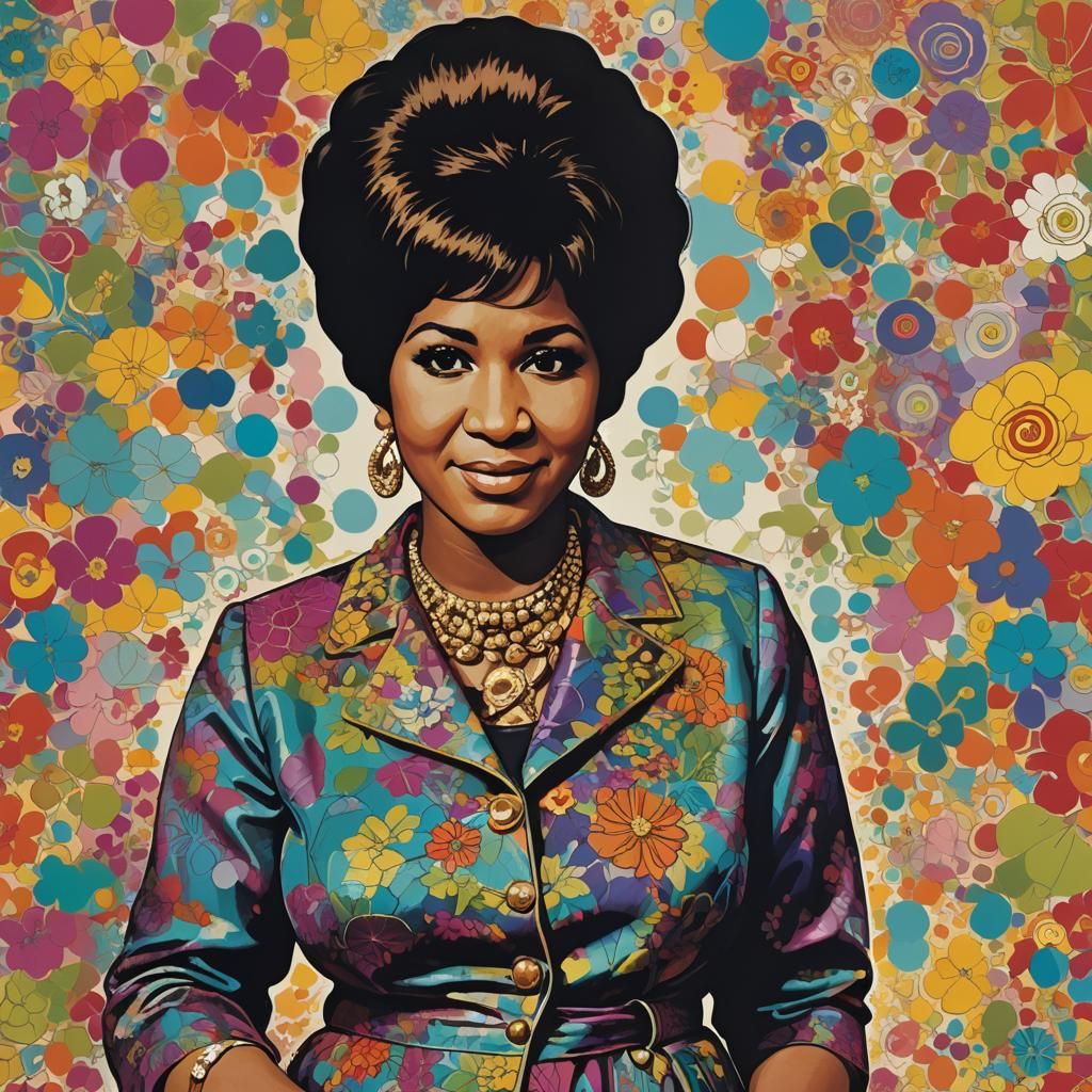 Aretha Franklin Portrait in 60s Style