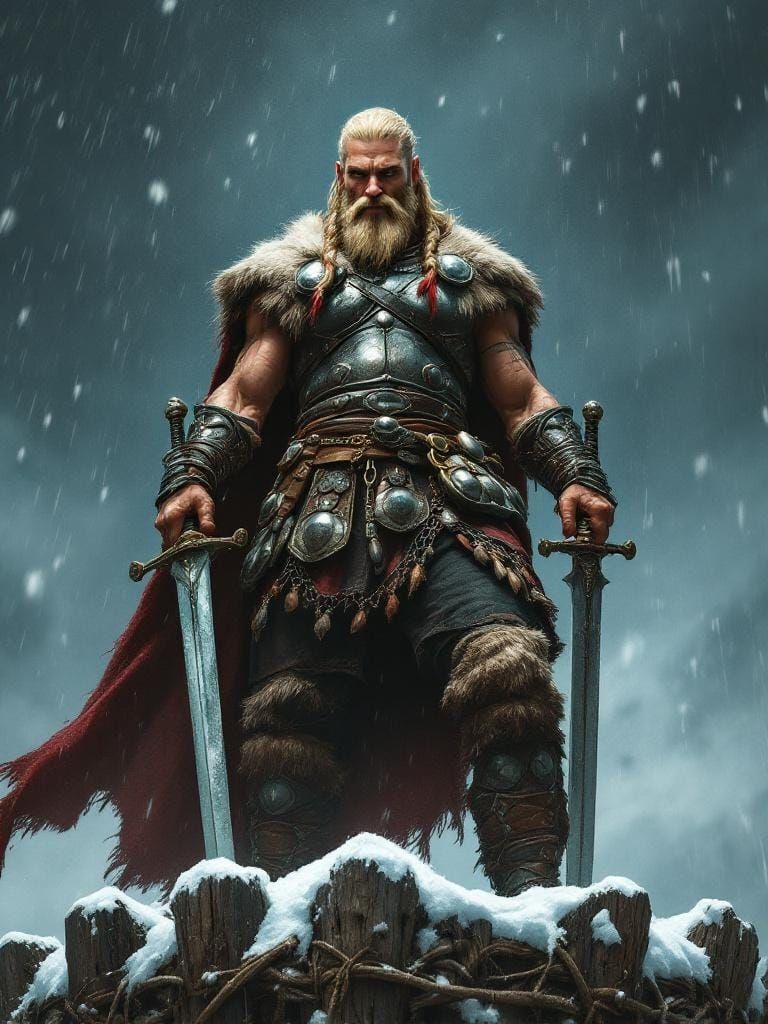 Viking Warrior in Snowstorm: Digital Matte Painting