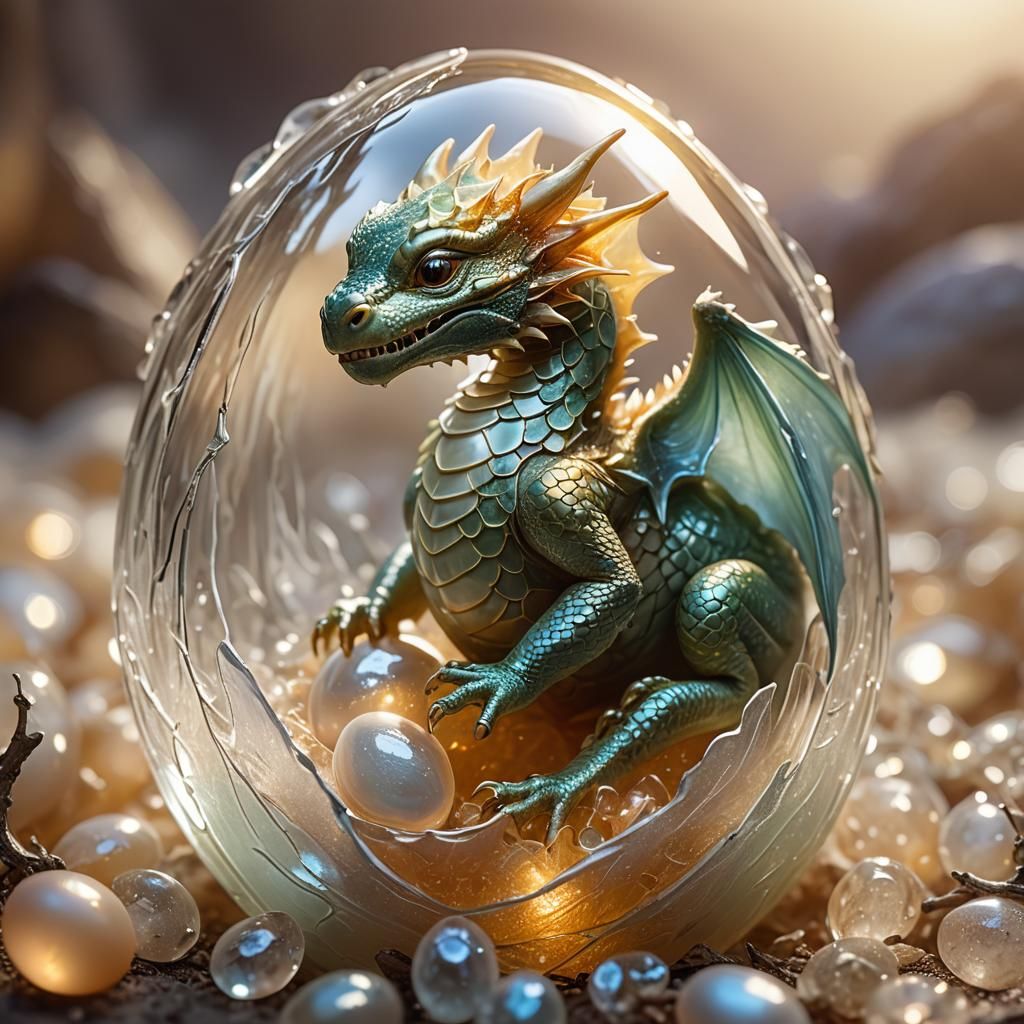 Baby Dragon in Glass Egg: Magical Realism