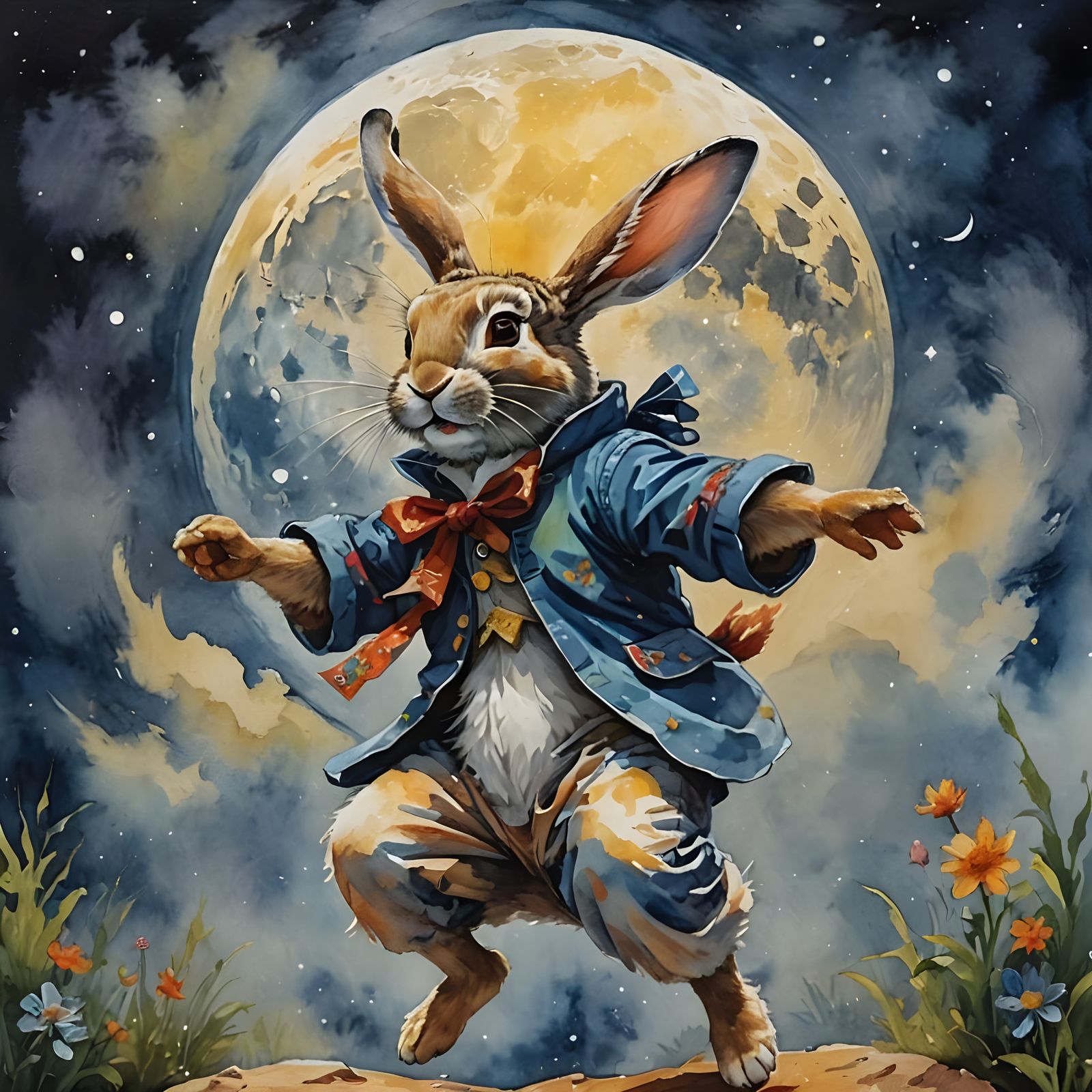 Rabbit Dancing Under the Full Moon