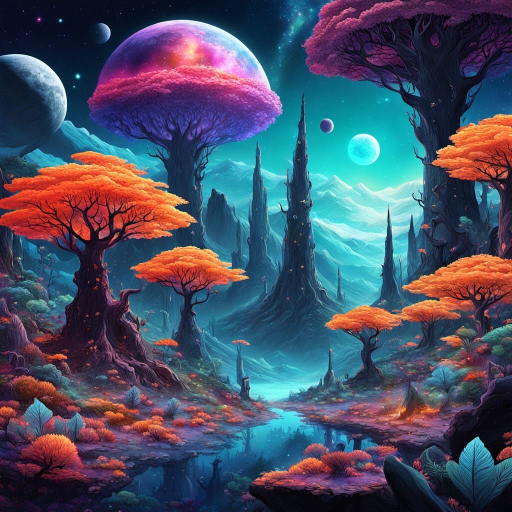 Cosmic Forest on Alien Planet