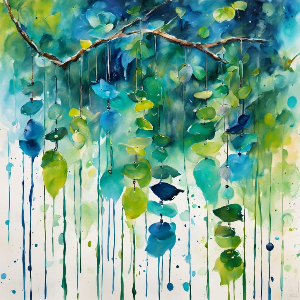 Ethereal Wind Chimes in Abstract Action Painting