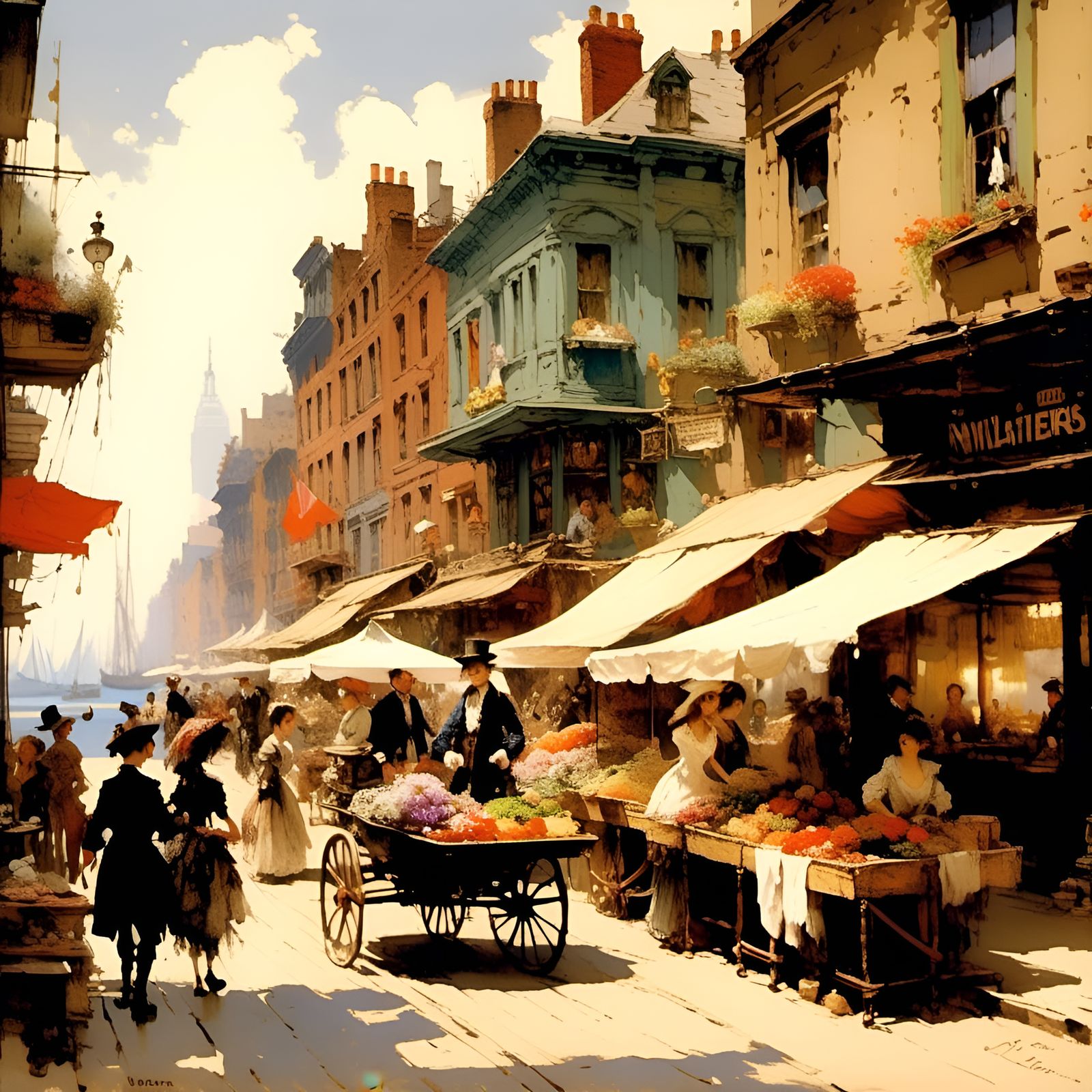 Food vendors on Canal Street near NY Harbor 1895