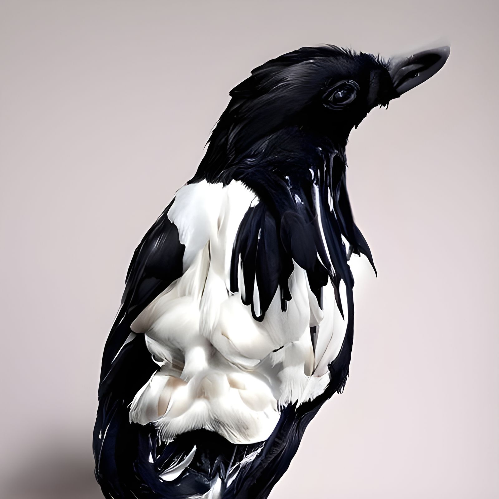 Hyperrealistic 3D Pied Crow Illustration