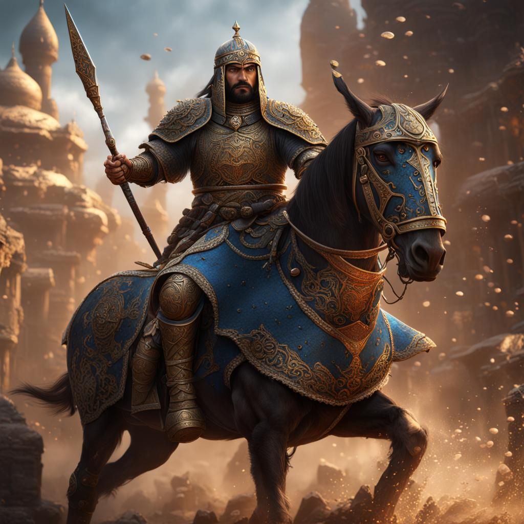 Metalized Persian Warrior in Detailed Matte Painting