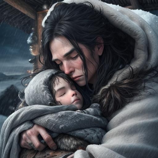 Buffalo Protects Child in Wild Snowstorm