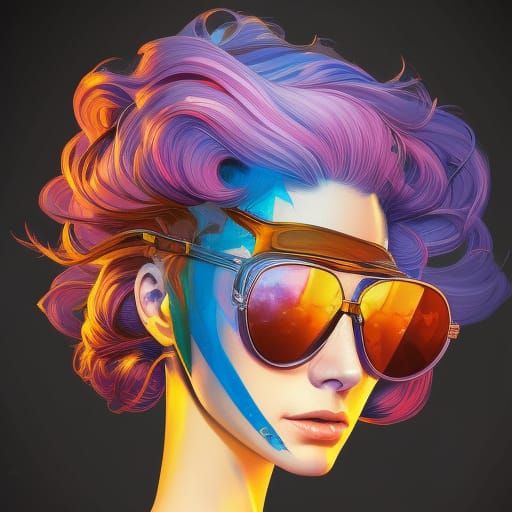 Hyperdetailed Portrait of Girl with Sunglasses