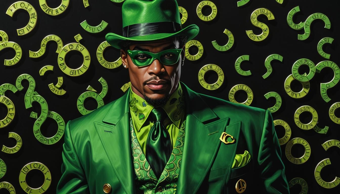 Hyperrealistic Riddler in Pop Rock Hip-Hop Style