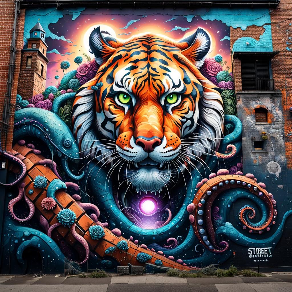 Street art. Tiger.