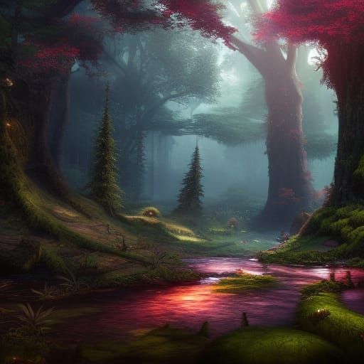 Hidden Forest Beauty in Detailed Matte Painting
