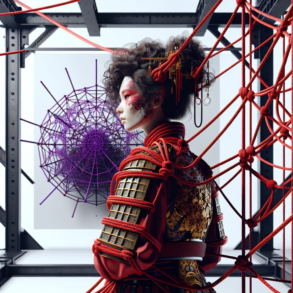 Intricate Shibari Harness in Dark Fantasy Style