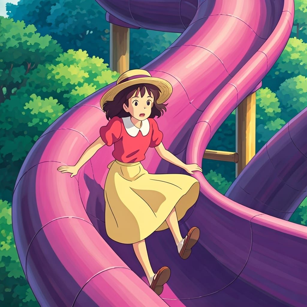 Shizuku Tsukishima Slides in Studio Ghibli Style