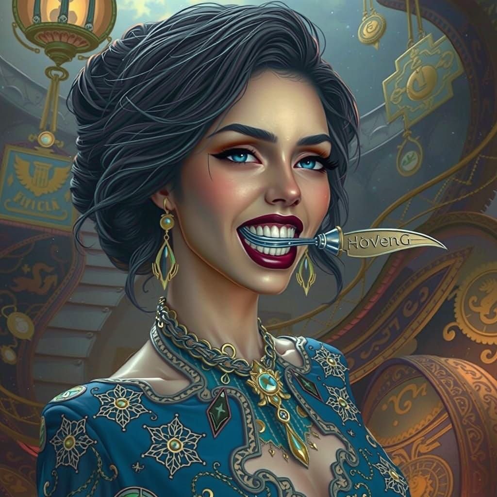 Regal Woman in Metallic Gag, Fantasy Concept Art