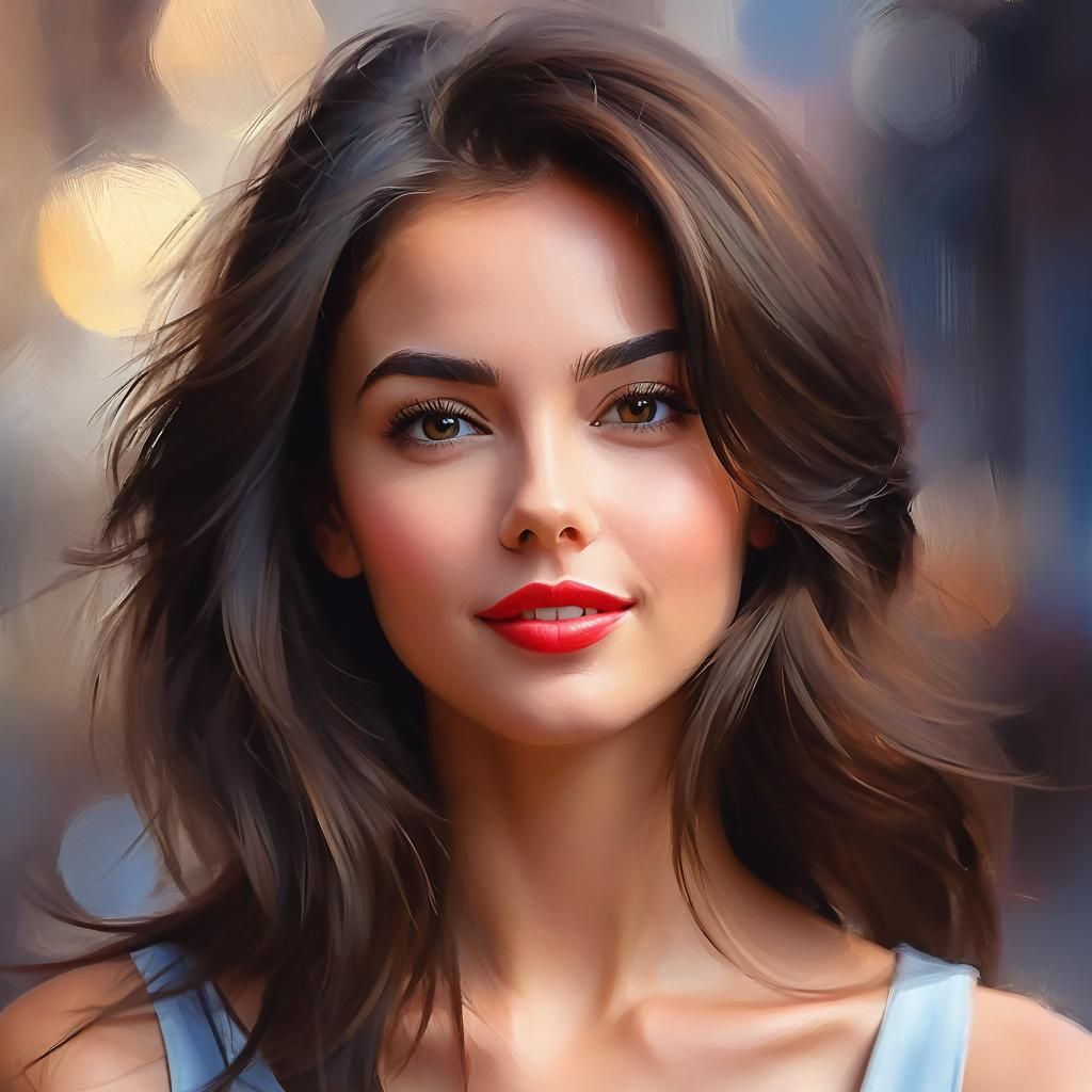Gorgeous Brunette Woman with Lovestruck Expression