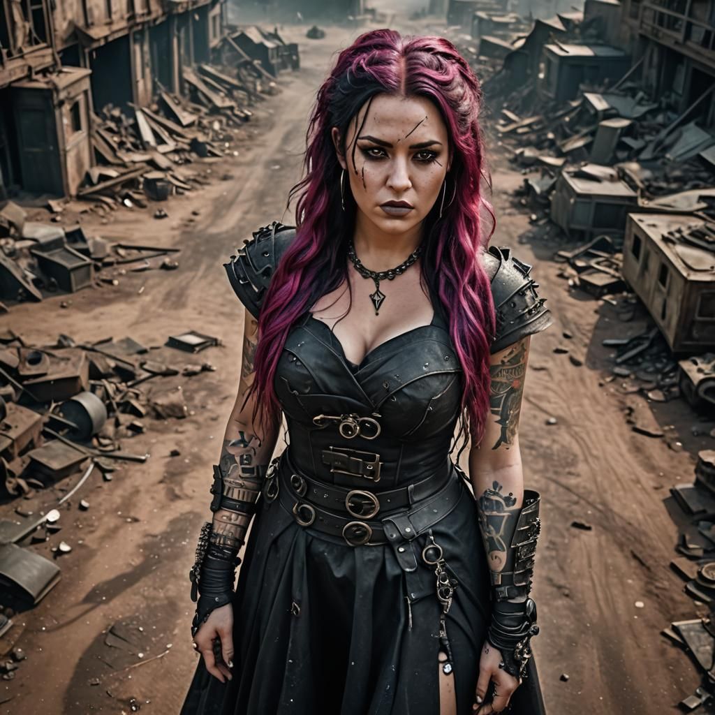 Post-Apocalyptic Woman Portrait in Gothic Style