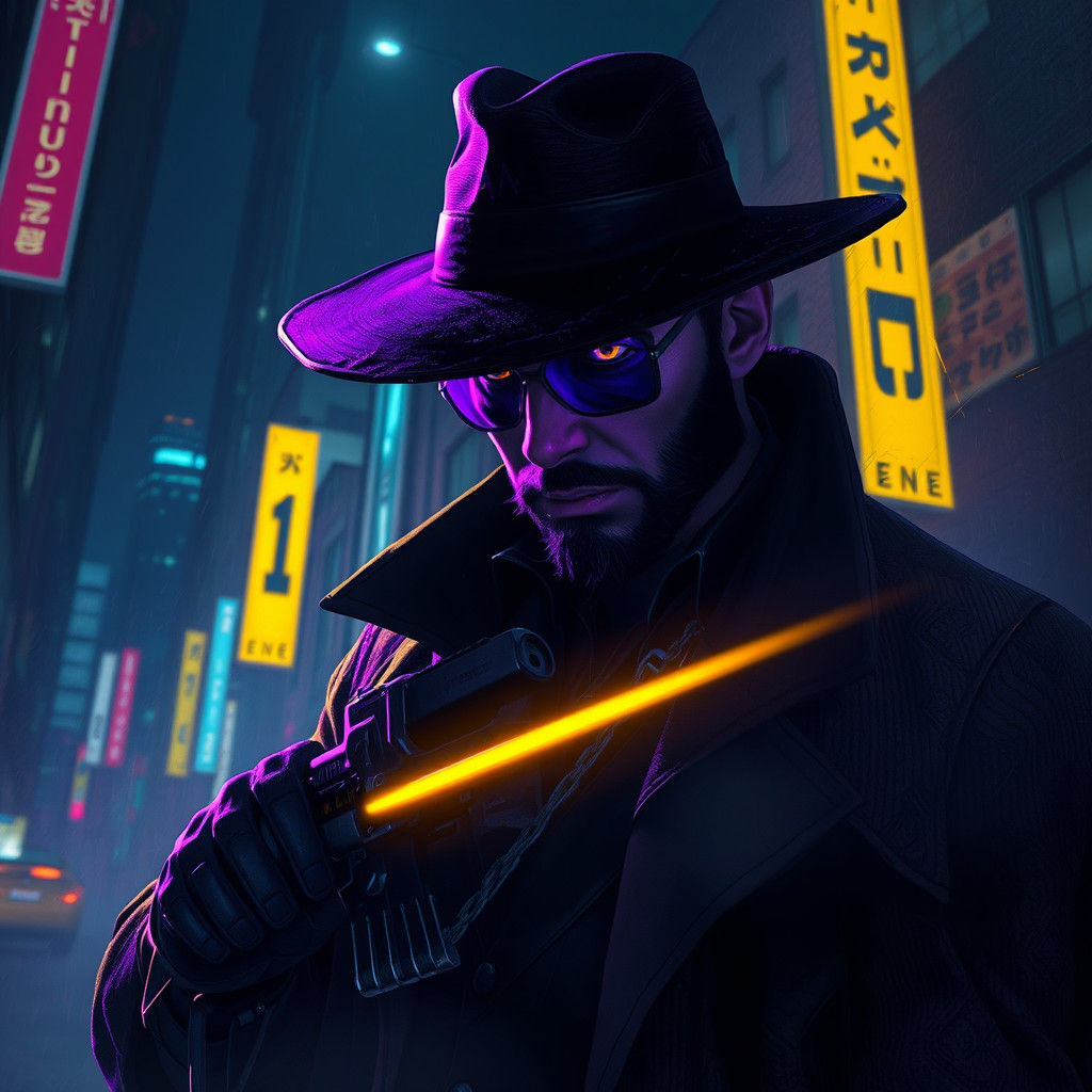 Sci-Fi Noir Detective in Dark Fantasy Style