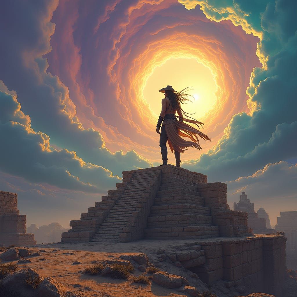 Golden Sunset on Aztec Temple Ruins in Vibrant Mexico