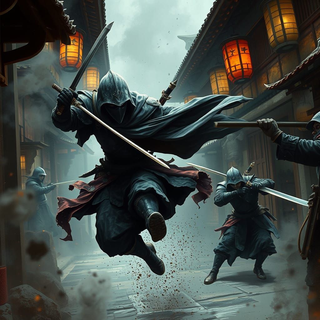 Epic Ninja Warrior Battles English Mercenaries in Feudal Jap...