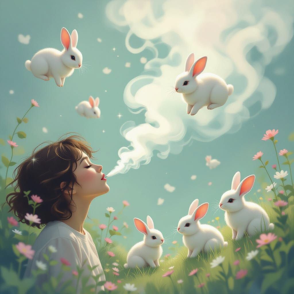 Surreal Rabbits Emerge from E-Cigarette Vapor