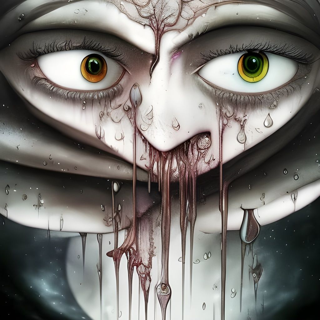 Surreal Moon Tears in Wine Glass, Fantasy Art