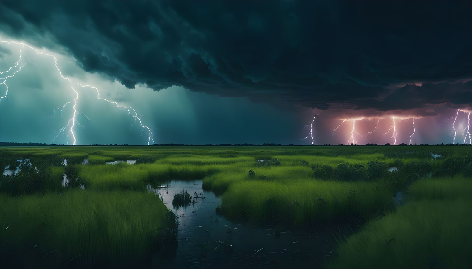 Dramatic Marshland Thunderstorm in a Cinematic Digital Paint...