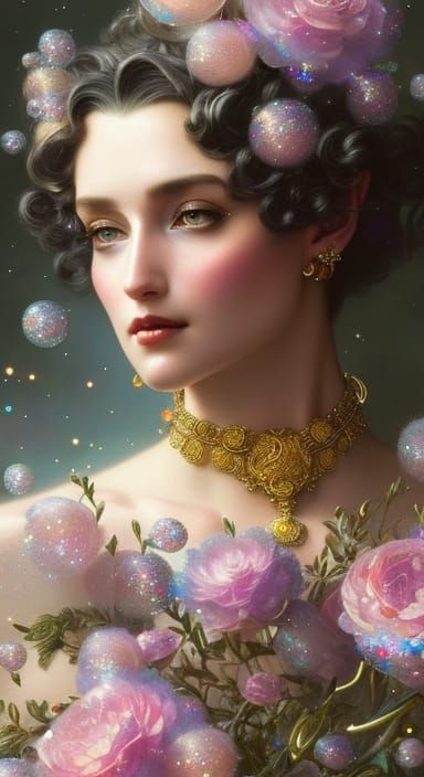 Moon Queen with Bubbles and Crystal Flowers