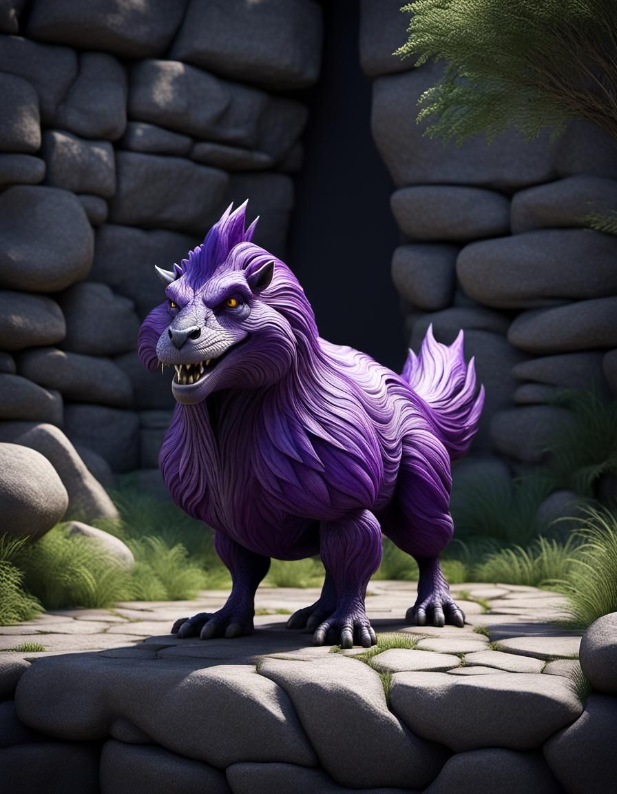 Purple Onion Creature 3D Model Render