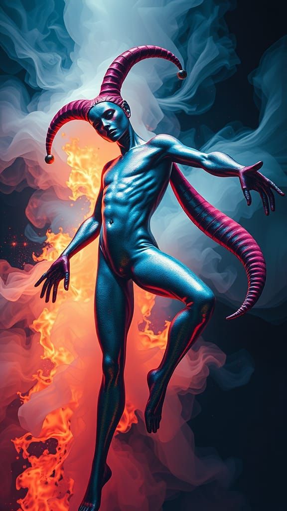 Surreal Harlequin with Iridescent Skin