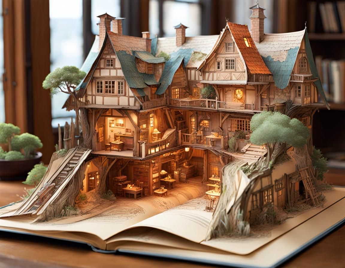 3D Pop-Up Book: Three Little Pigs Ink Painting