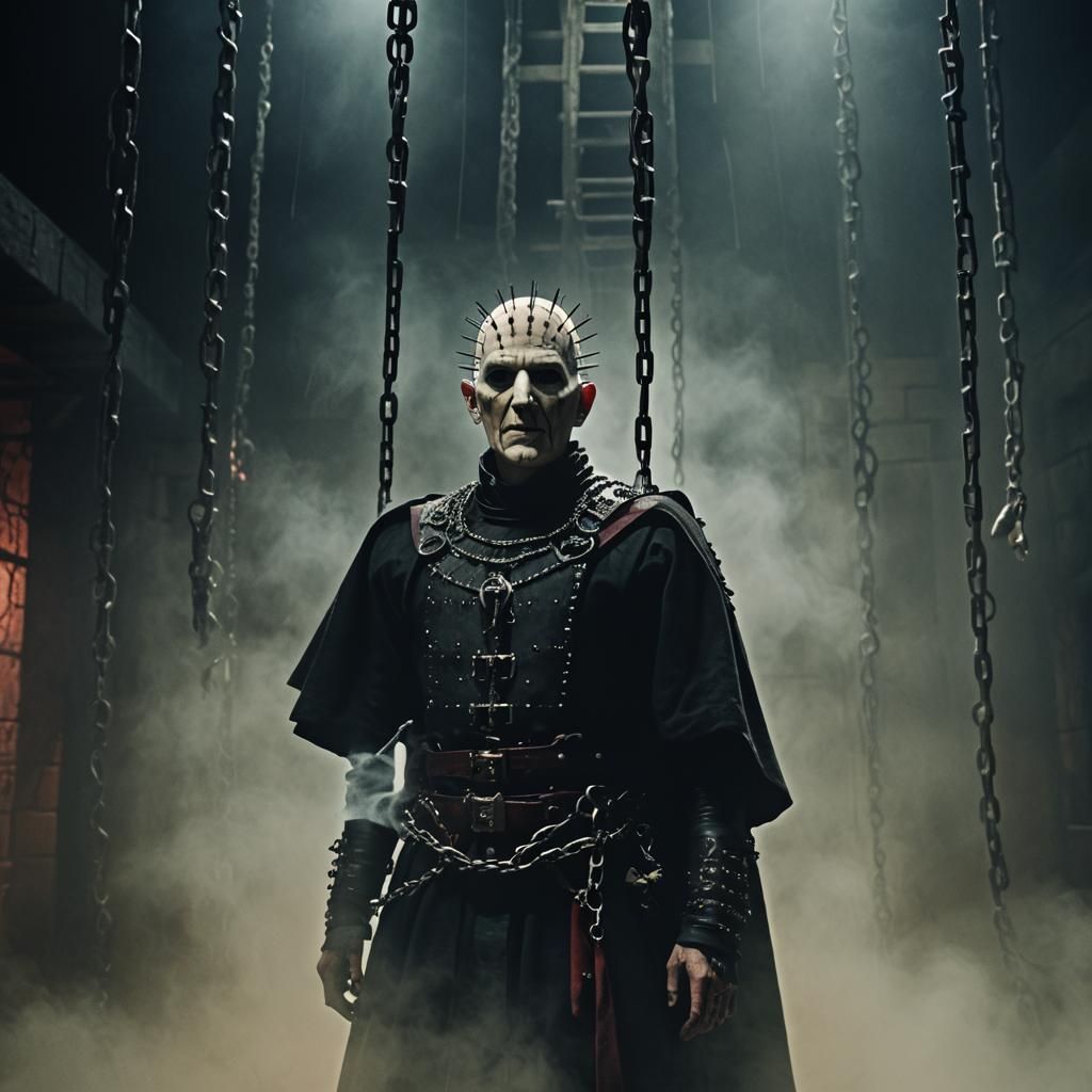 Pinhead in a Chained Dungeon: Cinematic Film Still