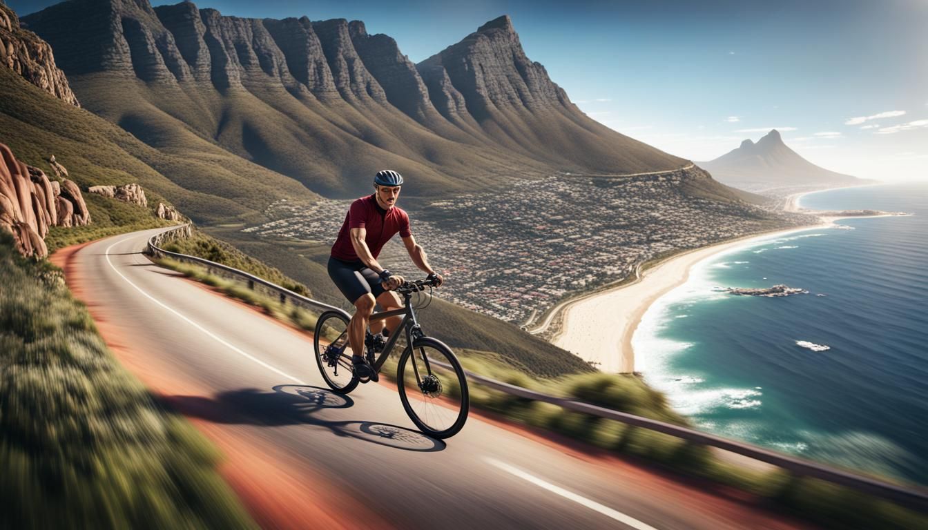 Cyclist Descends Chapman's Peak: Matte Painting