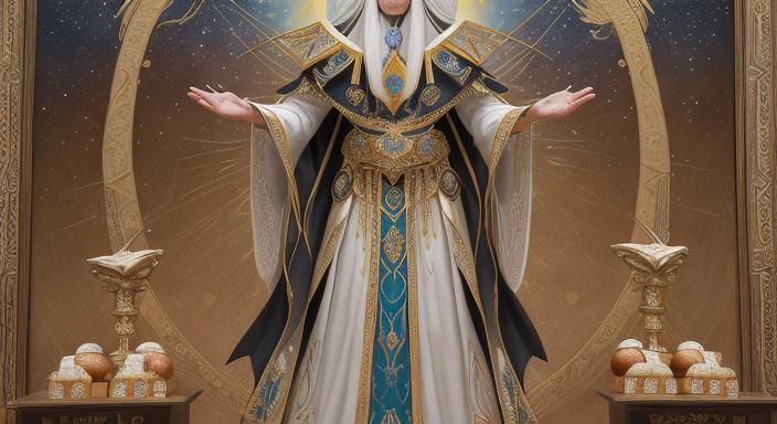 Detailed Orthodox Diagram with Luminous Humanoid Figure