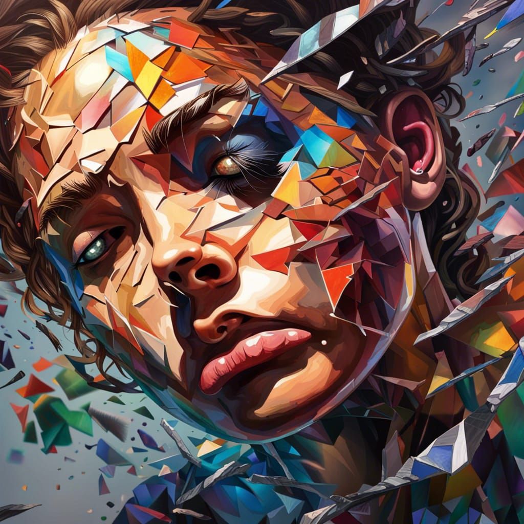 Hyperrealistic Shattered Dreams in Splash Art Style