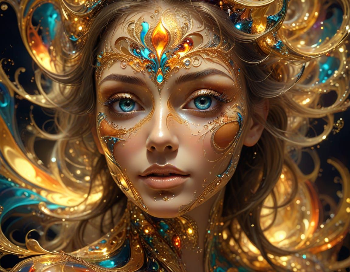 Vibrant Abstract Face in Digital Painting