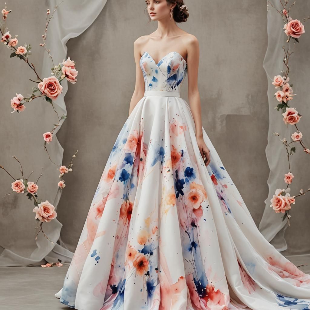 Watercolor Wedding Gown Illustration