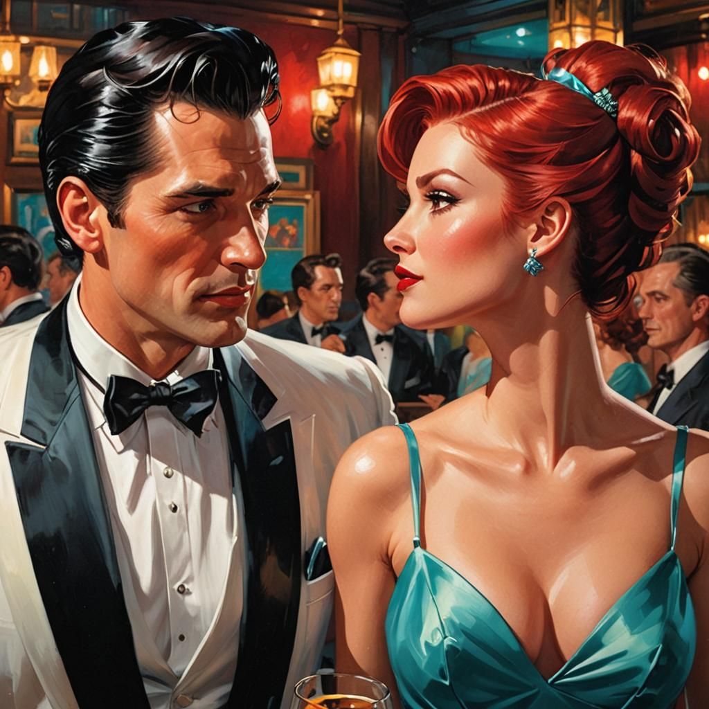 Film Noir Style New Years Eve Bar Scene